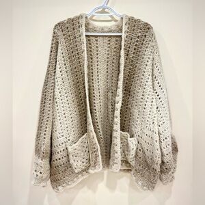 Elegant Beige and Cream Crochet Cardigan